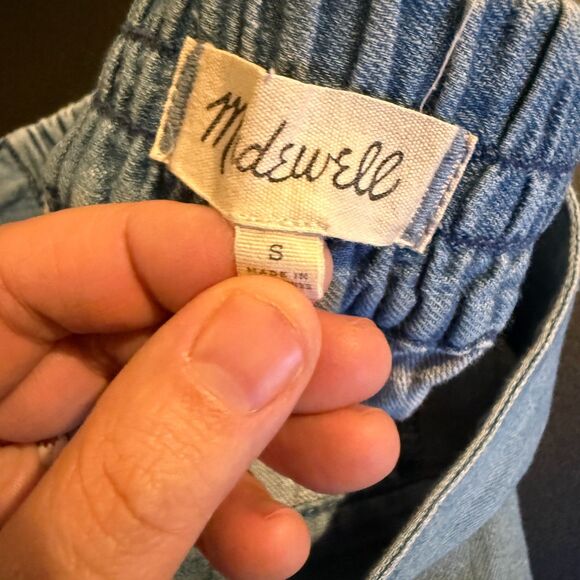 Madewell Gladstone Wash High Rise Chambray Huston Pull-On Crop Pants Size Small - Picture 7 of 8